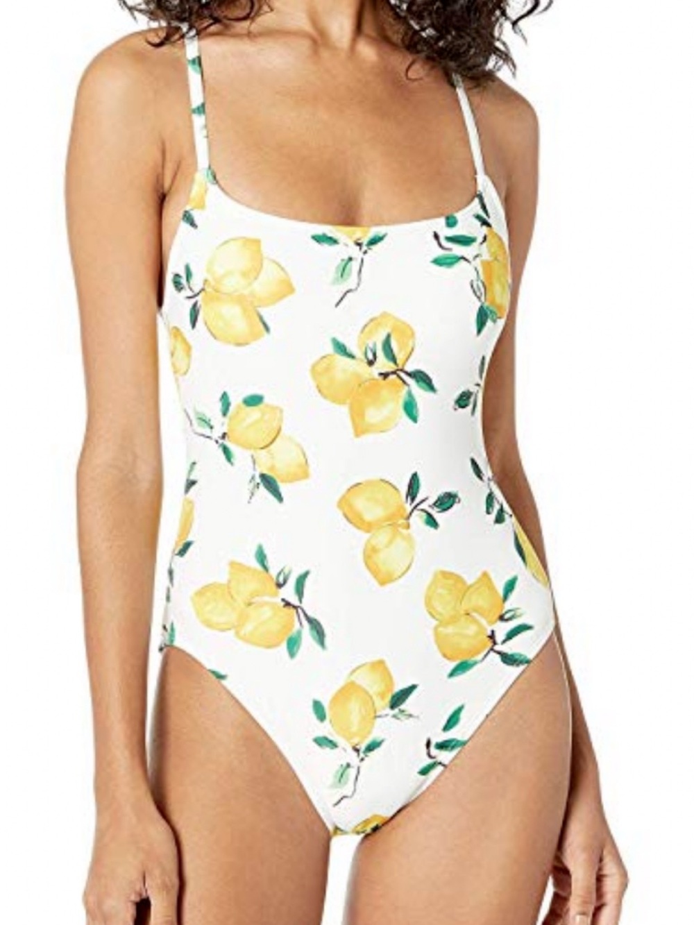 kate spade White One-Piece Swimsuit with Yellow Lemon Print